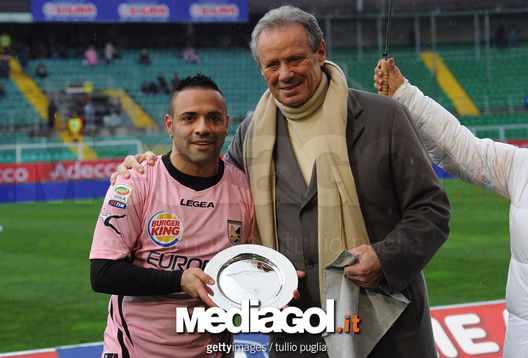 Fabrizio Miccoli con Maurizio Zamparini nel 2012 (Puglia/Getty) Palermo, tre anni fa l’addio a Zamparini: il dogma del patron e l’anima di Maurizio- immagine 10