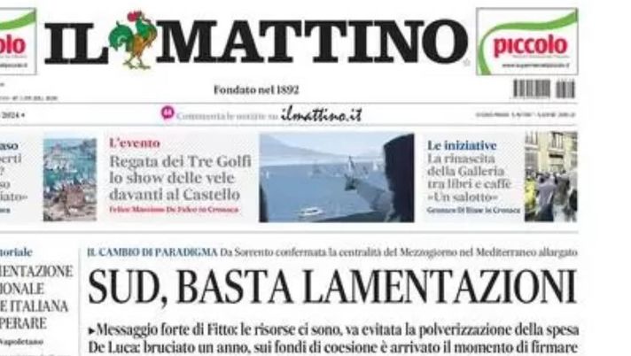 prima pagina il mattino oggi