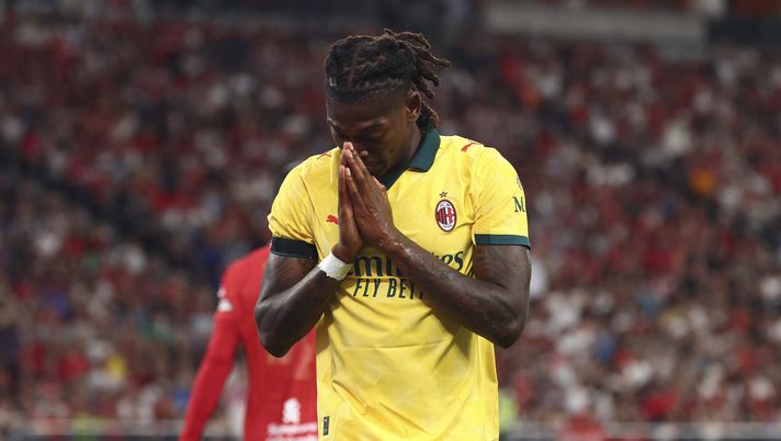 HONG KONG, CHINA - JULY 26: Rafael Leao of AC Milan celebrates after scoring the opening goal remembering Diego Jota during the Pre-Season Friendly match between Liverpool FC and AC Milan at Kai Tak Sports Park on July 26, 2025 in Hong Kong, China. (Photo by Giuseppe Cottini/AC Milan via Getty Images) leao-e-il-gol-contro-il-milan-liverpool-una-preghiera-per-diogo-jota
