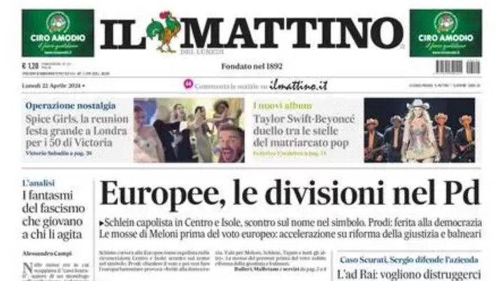 prima pagina il mattino oggi