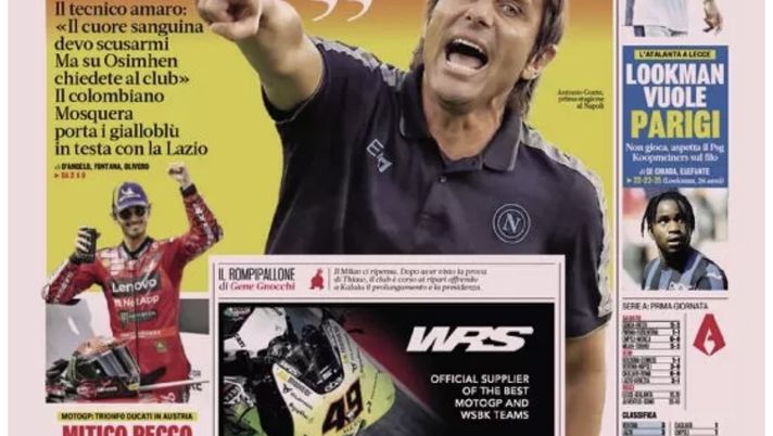 PRIMA PAGINA DELLA GAZZETTA DELLO SPORT OGGI: “Conte shock ‘mi vergogno!’” - immagine 1