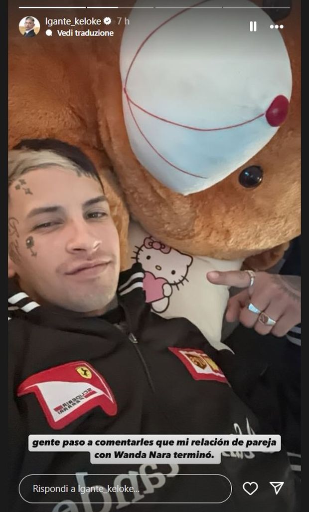 L-Gante annuncia ai suoi follower la fine della storia con Wanda Nara- immagine 2