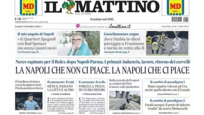 prima pagina il mattino oggi