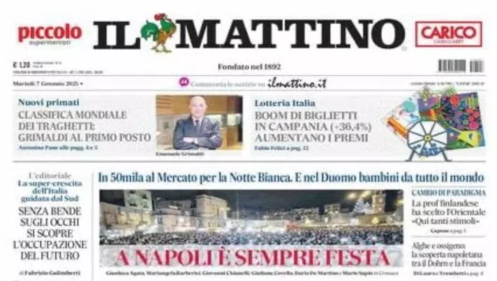 prima pagina il mattino oggi