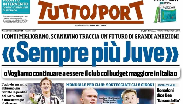 PRIMA PAGINA TUTTOSPORT OGGI: “Tris Noslin. Il Napoli B lascia i quarti alla Lazio” - immagine 1