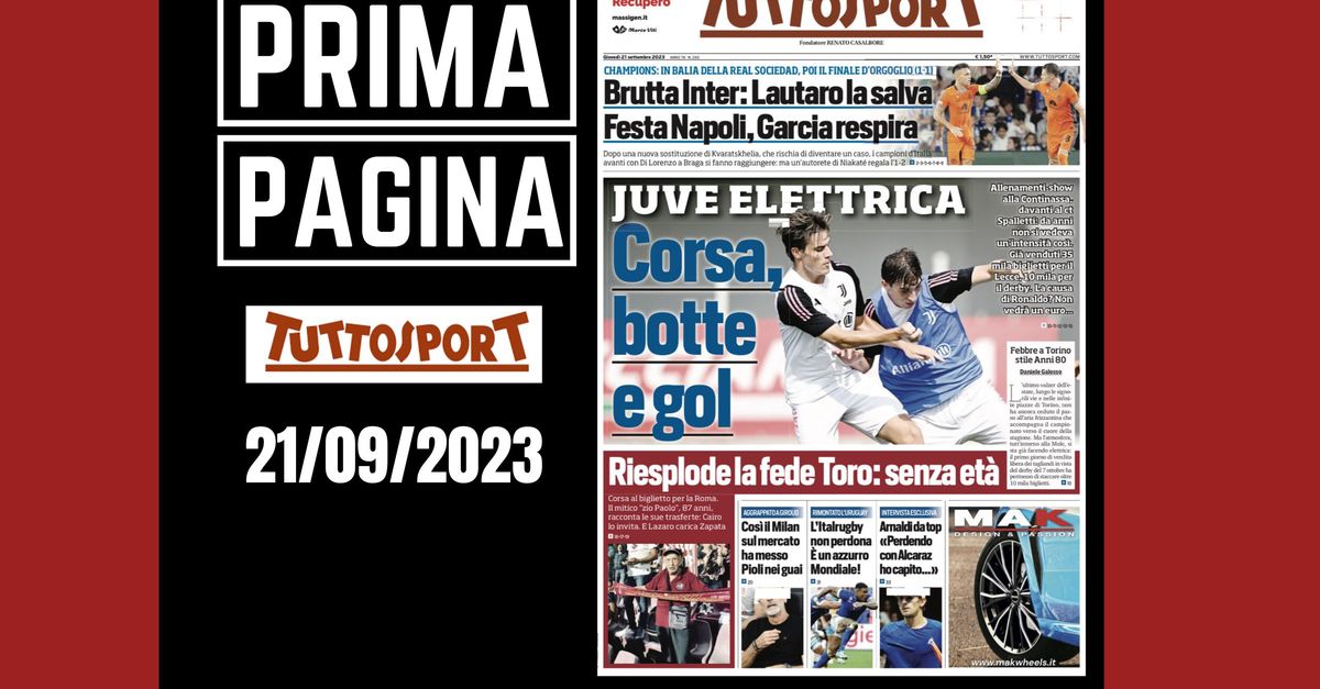 Prima pagina Tuttosport: “Juventus elettrica”