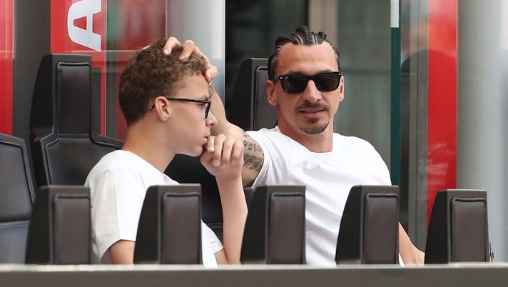 Zlatan Ibrahimovic, ex attaccante del Milan, con il figlio Vincent (getty images)
