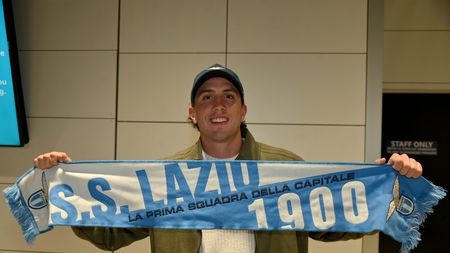 ROME, ITALY - JANUARY 31: SS Lazio new signing Luca Pellegrini during his arrival at Fiumicino airport on January 31, 2023 in Rome, Italy. (Photo by Marco Rosi - SS Lazio/Getty Images)