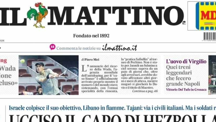PRIMA PAGINA IL MATTINO OGGI: “Per la vetta. Il Napoli sfida il Monza: obiettivo primo posto” - immagine 1