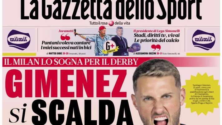 PRIMA PAGINA GAZZETTA DELLO SPORT OGGI: “Inzaghi al rinnovo, ci metto la firma”