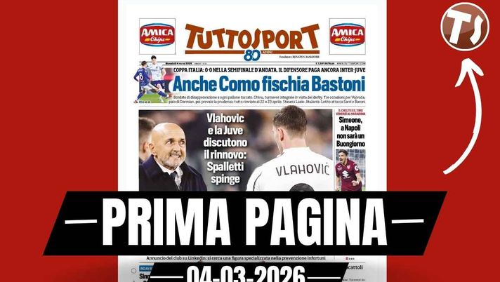 Prima pagina Tuttosport: 'Vlahovic e la Juventus discutono il rinnovo: Spalletti spinge'