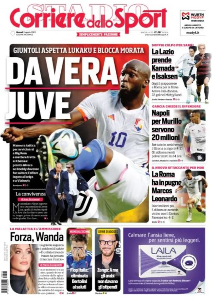 EDICOLA CDS – Da vera Juve: Giuntoli aspetta Lukaku e intanto blocca Morata EDICOLA CDS – Da vera Juve: Giuntoli aspetta Lukaku e intanto blocca Morata - immagine 1