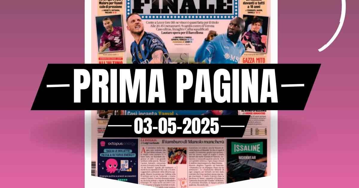Prima pagina Gazzetta dello Sport: corsa Champions e Scudetto. Yamal… Prima pagina Gazzetta dello Sport: corsa Champions e Scudetto. Yamal…