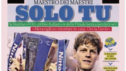 PRIMA PAGINA GAZZETTA DELLO SPORT: “Sinner maestro dei maestri”