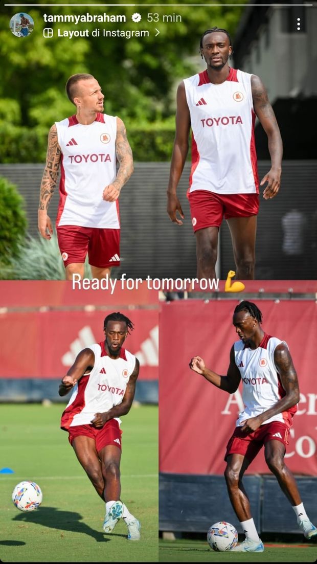 Cagliari-Roma, la carica social di Abraham: “Pronto per domani”- immagine 2