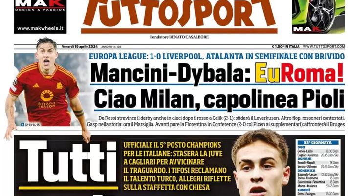 prima pagina tuttosport oggi