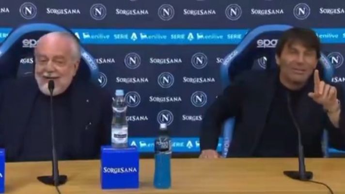 ADL-Conte, simpatico siparietto in conferenza: “Sarà un rompico***oni!” VIDEO de laurentiis conte
