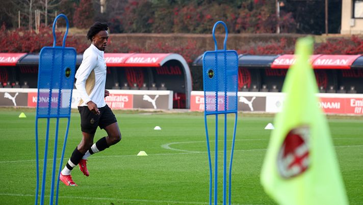 CAIRATE, ITALY - JANUARY 30: Tammy Abraham of AC Milan in action during AC Milan training session at Milanello on January 30, 2025 in Cairate, Italy. (Photo by Sara Cavallini/AC Milan via Getty Images) Milan