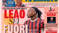 PRIMA PAGINA GAZZETTA DELLO SPORT OGGI: “Il pugno duro di Fonseca: Leao, sei fuori”