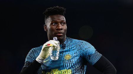 Inter Milan's Cameroonian goalkeeper #24 Andre Onana warms up ahead of the UEFA Champions League final football match between Inter Milan and Manchester City at the Ataturk Olympic Stadium in Istanbul, on June 10, 2023. (Photo by Marco BERTORELLO / AFP) (Photo by MARCO BERTORELLO/AFP via Getty Images)