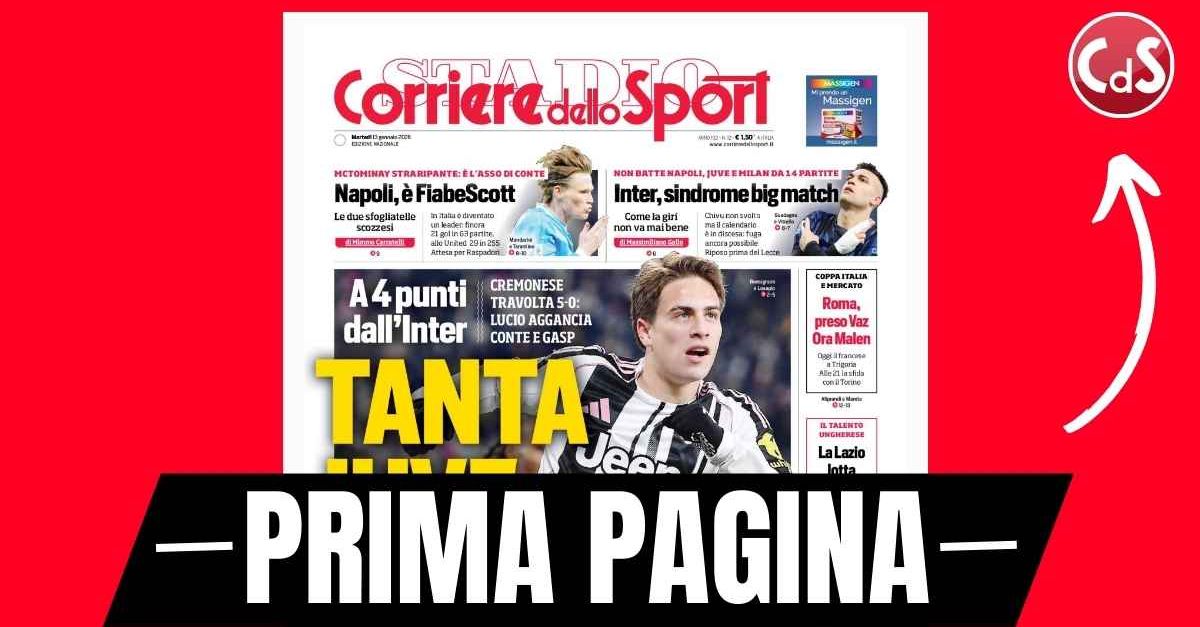prima pagina corriere dello sport tanta juve a 4 punti dall8217inter cremonese travolta 5 0 da Pianetamilan.it prima pagina corriere dello sport tanta juve a 4 punti dall8217inter cremonese travolta 5 0