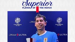 Copa America, Mathias Olivera premiato come migliore in campo in USA-Uruguay