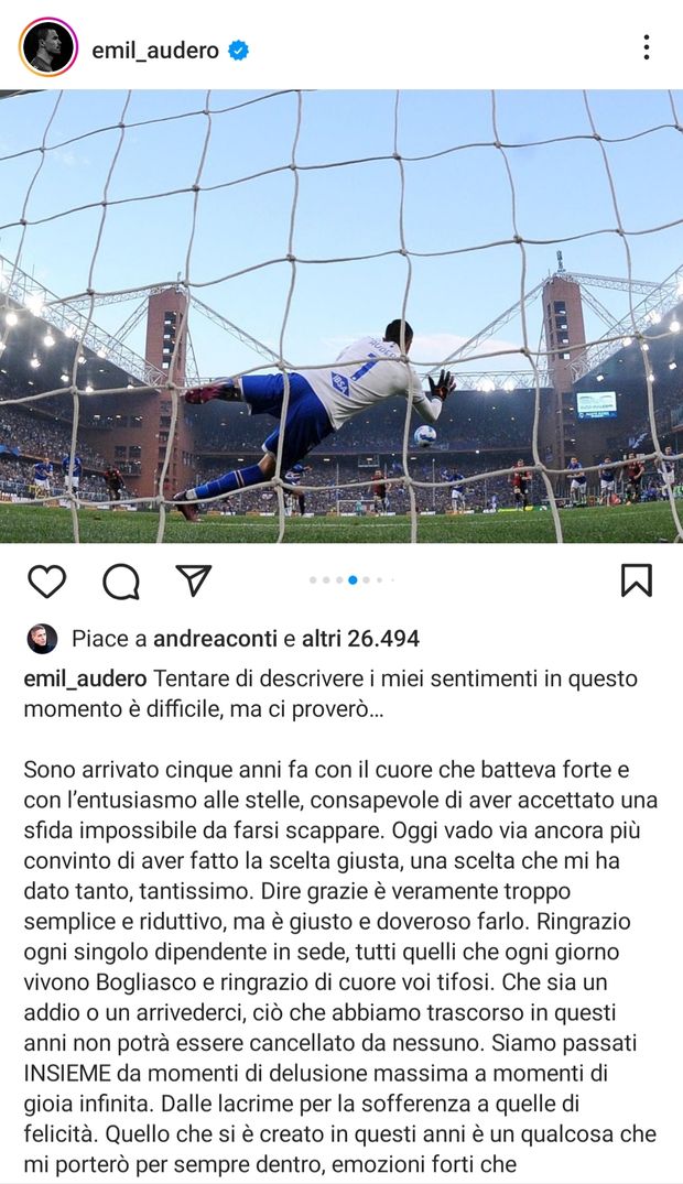 Grazie per tutti i derby: il saluto del popolo Samp a Emil Audero- immagine 2