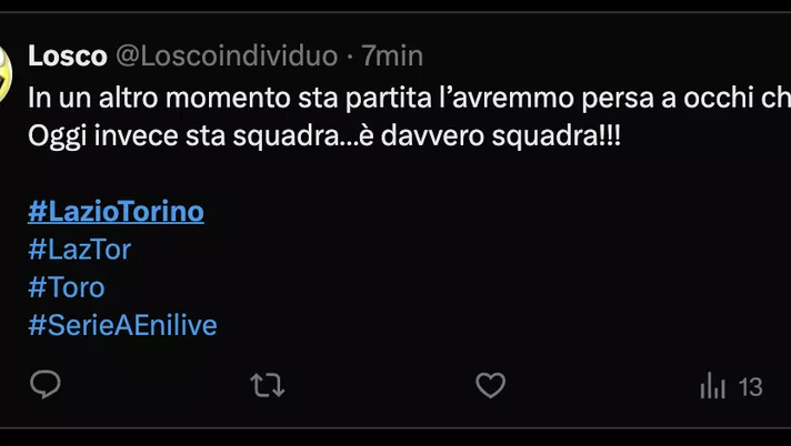Lazio-Torino 1-1, le reazioni social: “Una volta l’avremmo persa, oggi no” - immagine 1