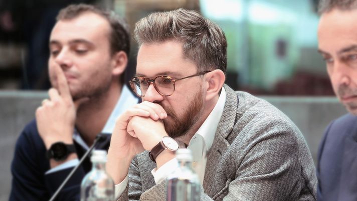 BOLOGNA, ITALY - NOVEMBER 14: Matteo Lepore (C) assessor for Culture of the municipality of Bologna attends the Birthday Ceremony of FICO 'Il Primo Anno Insieme' event at FICO Agri-Food Park on November 14, 2018 in Bologna, Italy.  (Photo by Roberto Serra/Iguana Press/Getty Images)  Lepore-Sindaco-Bologna