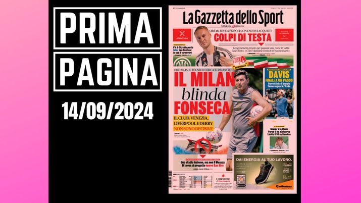 Prima pagina Gazzetta dello Sport: il Milan blinda Fonseca. E lo stadio... Prima pagina Gazzetta dello Sport: il Milan blinda Fonseca. E lo stadio...