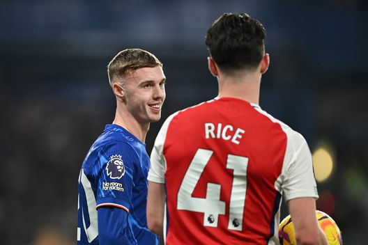 Cole Palmer e Declan Rice in Chelsea-Arsenal, 10 novembre 2024 (Photo by Mike Hewitt/Getty Images) Arsenal-Chelsea