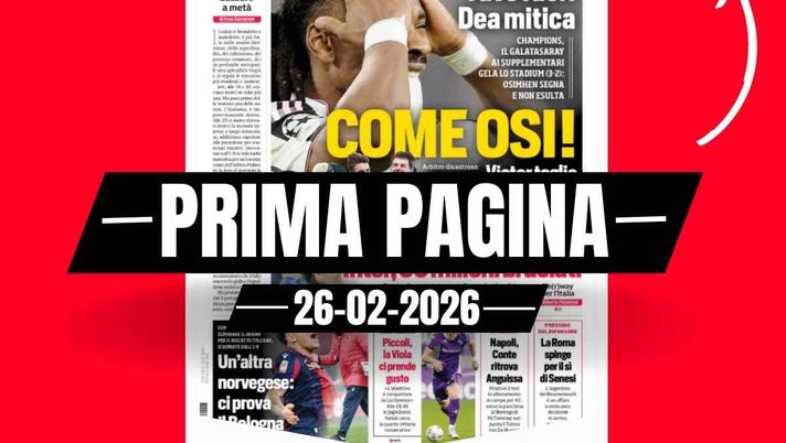 Prima pagina Corriere dello Sport: 'Juve fuori. Dea mitica' Prima pagina Corriere dello Sport: 'Juve fuori. Dea mitica'