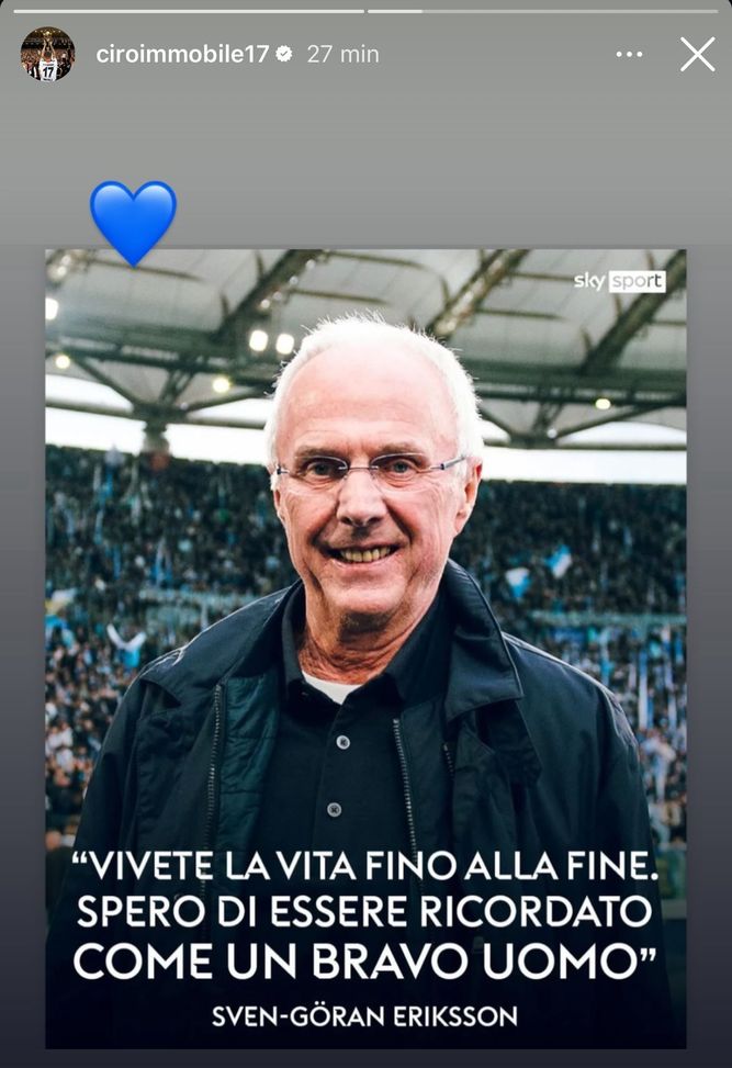 Immobile rende omaggio a Eriksson