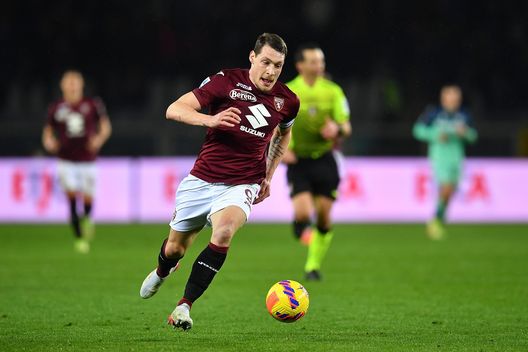 TURIN, ITALY - NOVEMBER 22: Andrea Belotti of Torino FC in action during the Serie A match between Torino FC and Udinese Calcio at Stadio Olimpico di Torino on November 22, 2021 in Turin, Italy. (Photo by Valerio Pennicino/Getty Images)