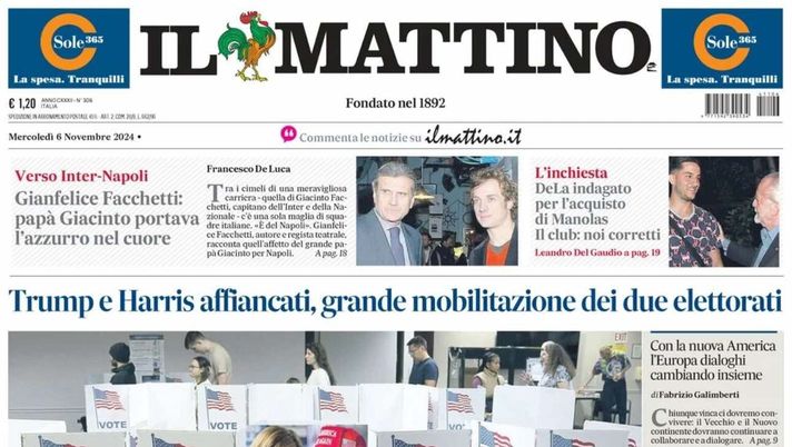 prima pagina il mattino oggi