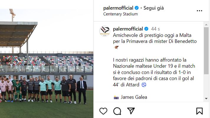 Palermo, la Primavera rosanero ha sfidato in amichevole la Nazionale maltese Under 19  Palermo calcio