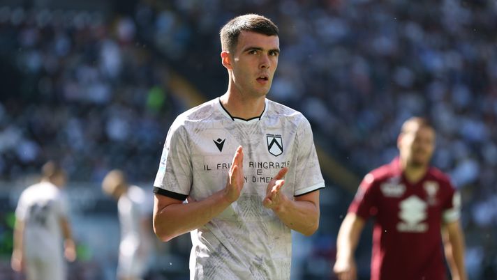 UDINE, ITALY - MAY 02: Lennon Miller of Udinese during the Serie A match between Udinese Calcio and Torino FC at Stadio Friuli on May 02, 2026 in Udine, Italy. (Photo by Timothy Rogers/Getty Images) napoli udinese miller