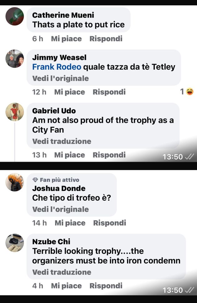 Il trofeo non piace agli inglesi, ironia per la “teiera” o “piatto per il riso” vinto dal Manchester City a Palermo- immagine 3