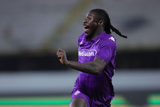 FLORENCE, ITALY - APRIL 17: Moise Kean of ACF Fiorentina celebrates after scoring a goal during the UEFA Conference League 2024/25 Quarter Final Second Leg match between ACF Fiorentina and NK Celje at Stadio Artemio Franchi on April 17, 2025 in Florence, Italy. (Photo by Gabriele Maltinti/Getty Images)