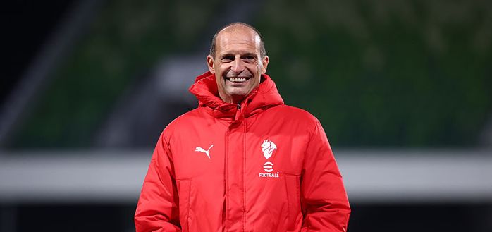 (Photo by Giuseppe Cottini/AC Milan via Getty Images) squadra-rispetto-giocatori-milan-massimiliano-allegri-crescita-armonia-leao-pulisic-tomori-gabbia-ricci