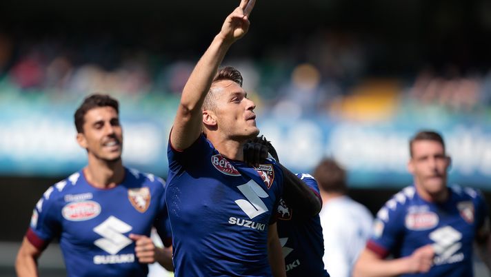 VERONA, ITALY - APRIL 23: Adem Ljajic of Torino FC celebrates after scoring the opening goal during the Serie A match between AC ChievoVerona and FC Torino at Stadio Marc'Antonio Bentegodi on April 23, 2017 in Verona, Italy. (Photo by Emilio Andreoli/Getty Images) Le pagelle di Chievo-Torino 1-3: Baselli e Ljajic, il calcio è nei loro piedi- immagine 1