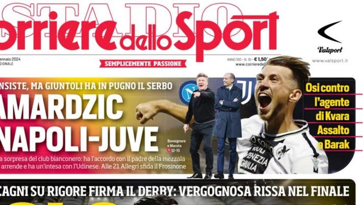 La Prima Pagina Del Corriere Dello Sport “samardzic è Napoli Juve