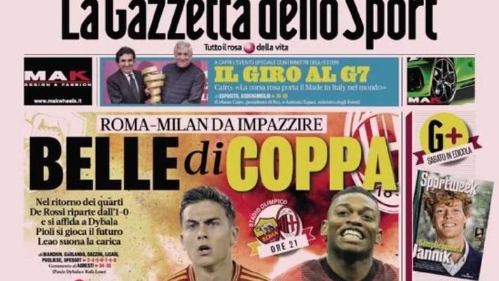 PRIMA PAGINA GAZZETTA DELLLO SPORT OGGI: “Roma-Milan da impazzire” - immagine 1