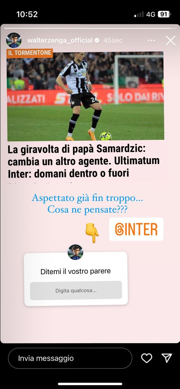 Caso Samardzic, Zenga: “Se lui desidera un club lo dice agli agenti. L’Inter fa bene”- immagine 2