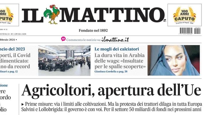 prima pagina il mattino oggi