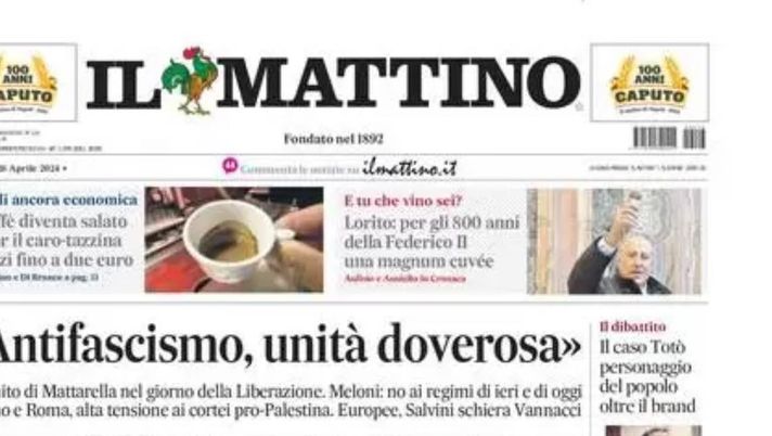 prima pagina il mattino oggi