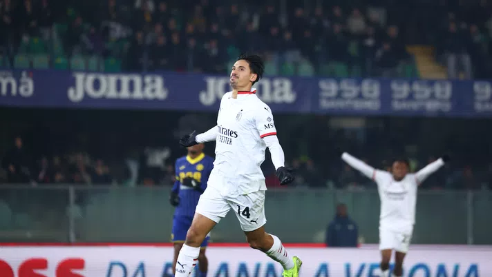 esultanza gol Tijjani Reijnders AC Milan Verona-Milan 0-1 Serie A 2024-2025