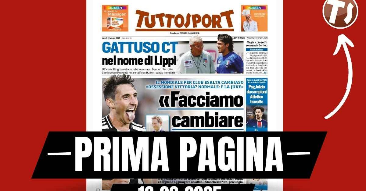 Prima pagina Tuttosport: “Italia, Gattuso CT nel nome di Lippi” Prima pagina Tuttosport: “Italia, Gattuso CT nel nome di Lippi”