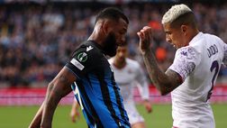 Fiorentina, jella cosmica: 3 legni fra primo e secondo tempo a Brugge