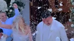VIDEO / Le nozze di Ronaldo e Celina a Ibiza: il lancio del riso, quanti applausi per gli sposi